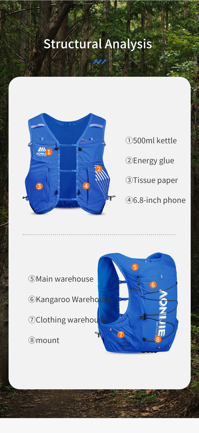 Aonijie-Chaleco c9116 cap10lt Azul - Imagen 5