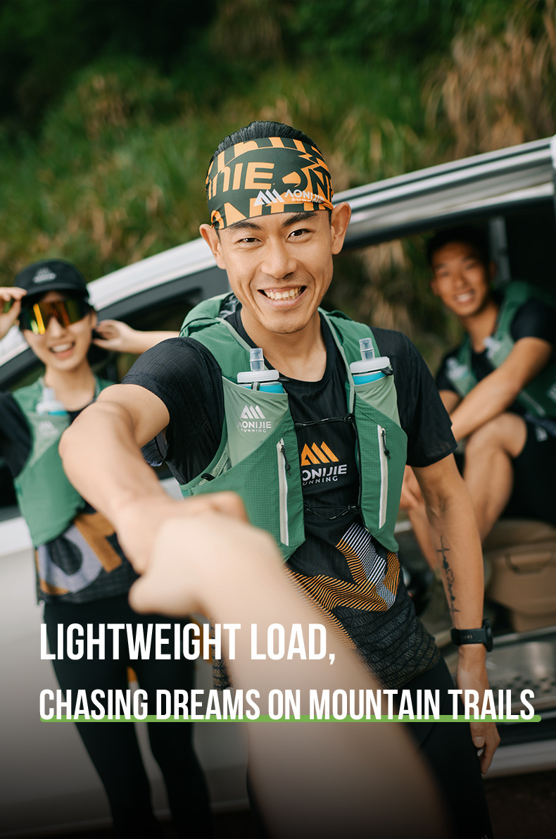 Aonijie-Chaleco color Negro serie Mont-Blanc 12lts incluye 2 anf 500ml - Imagen 8