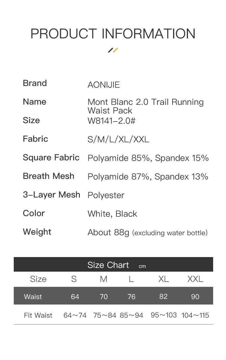 AONIJIE Cinturón w8141- 2.0 Serie Mont Blanc porta bastones incluye anfora 500ml - Imagen 11